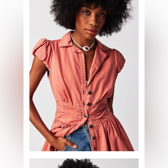 Free People CHESTER MINI DRESS IN LIGHTEST ROSE - Picture 12 of 14